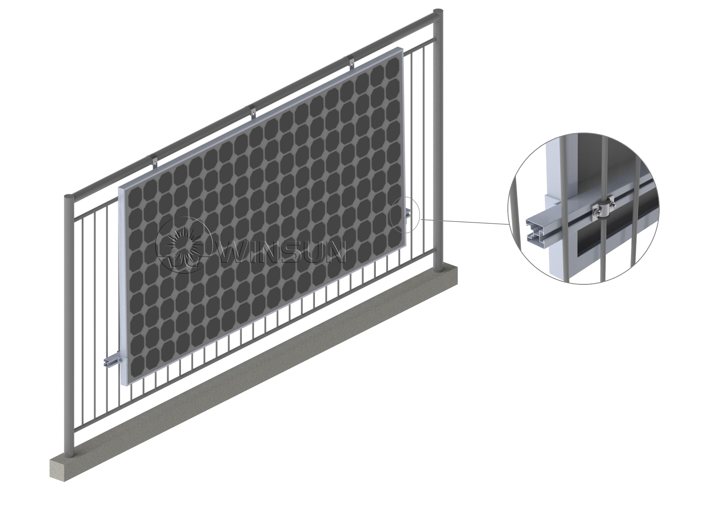 balcony solar mounting system with no inclination angle