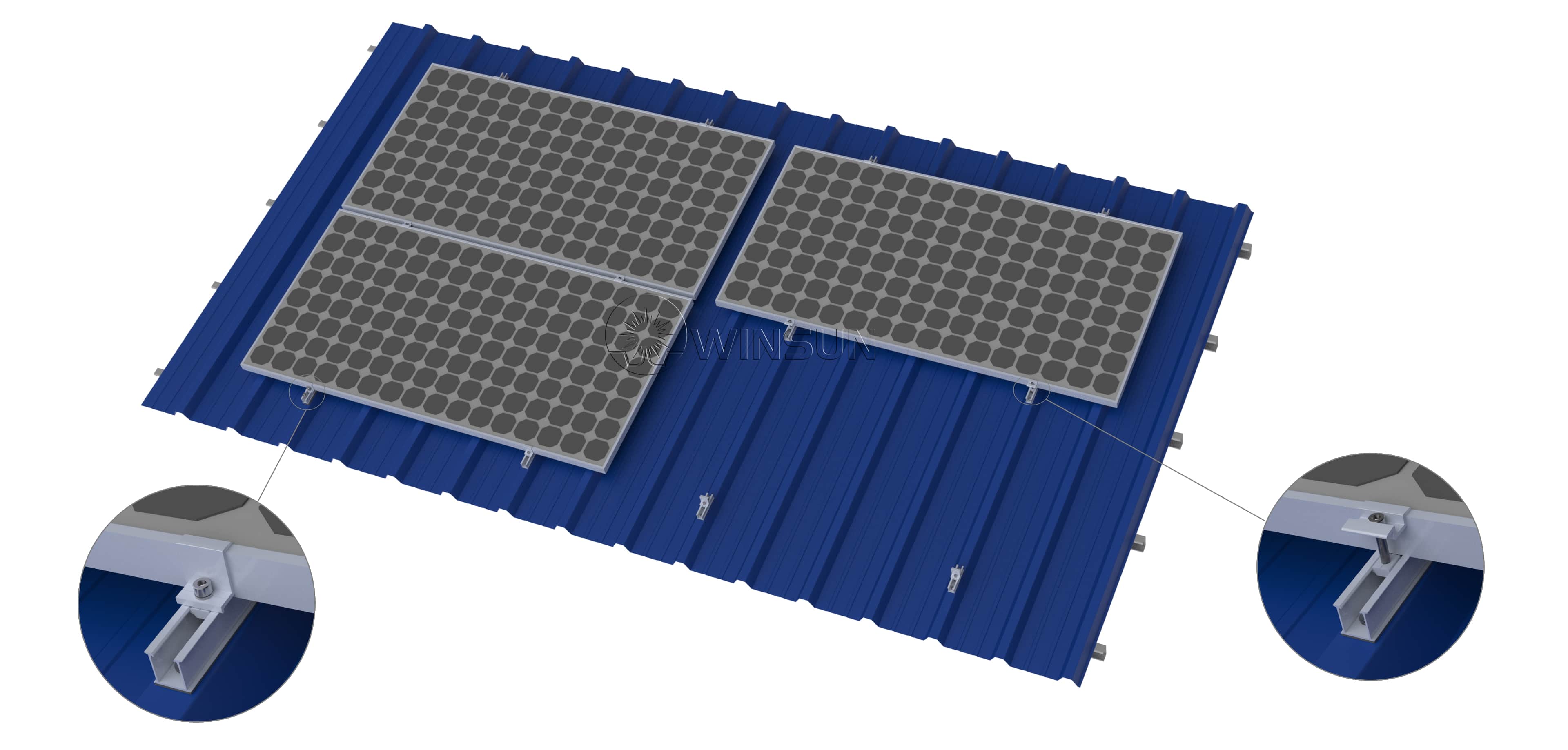 micro-rail solar mounting system for metal roof
