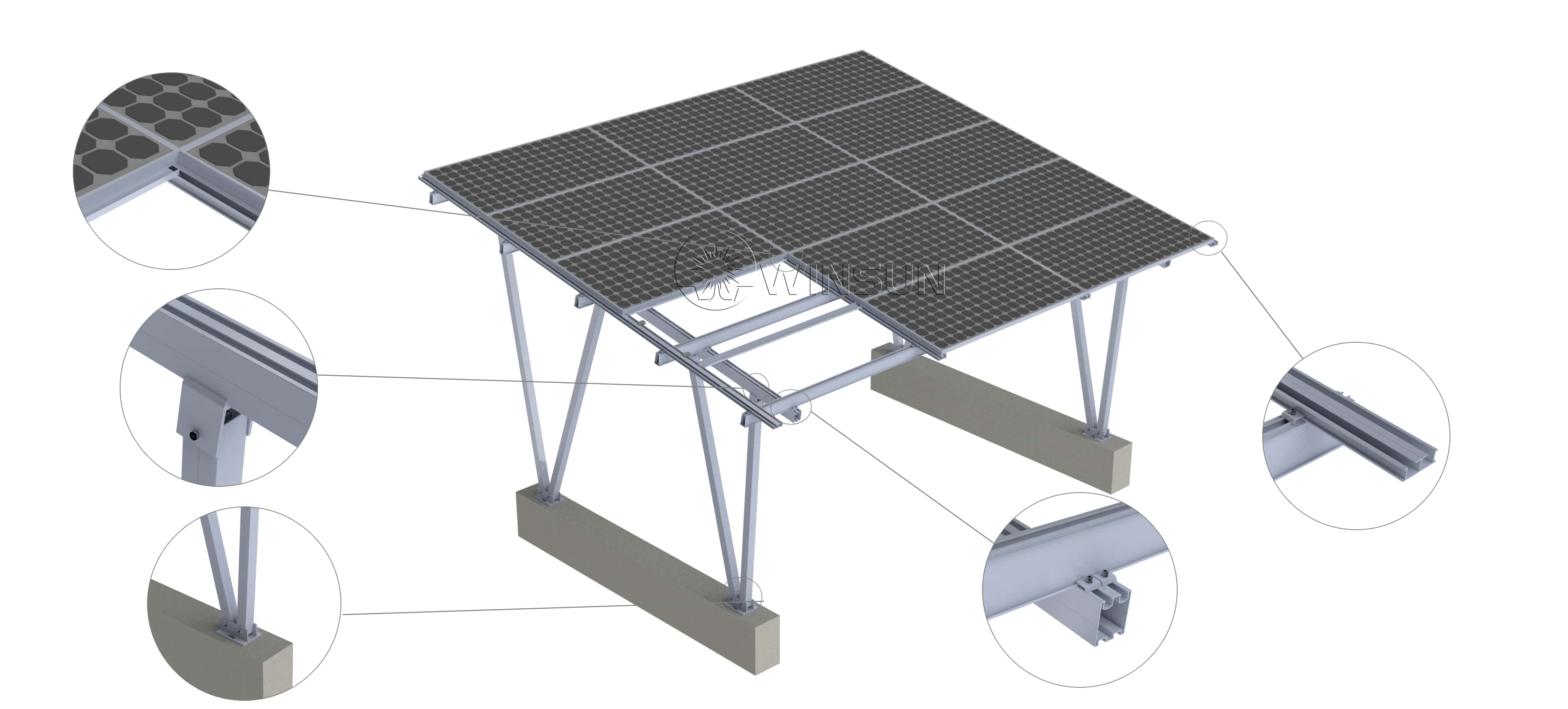 solar panel carport mounting structure