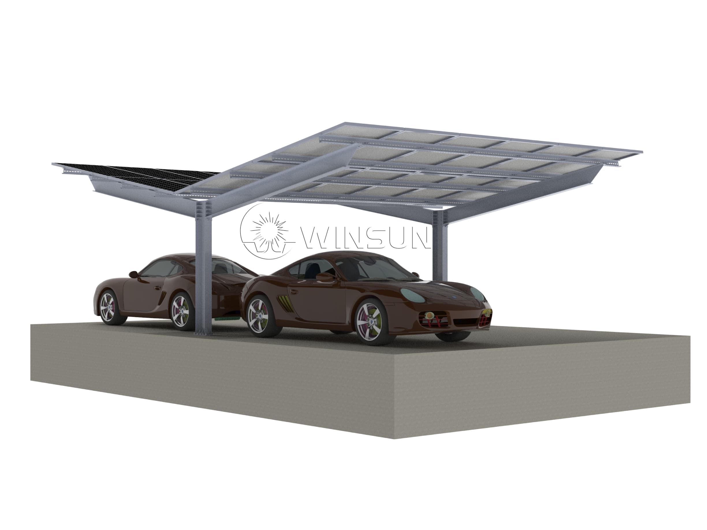 y-shaped steel solar carport mounting system