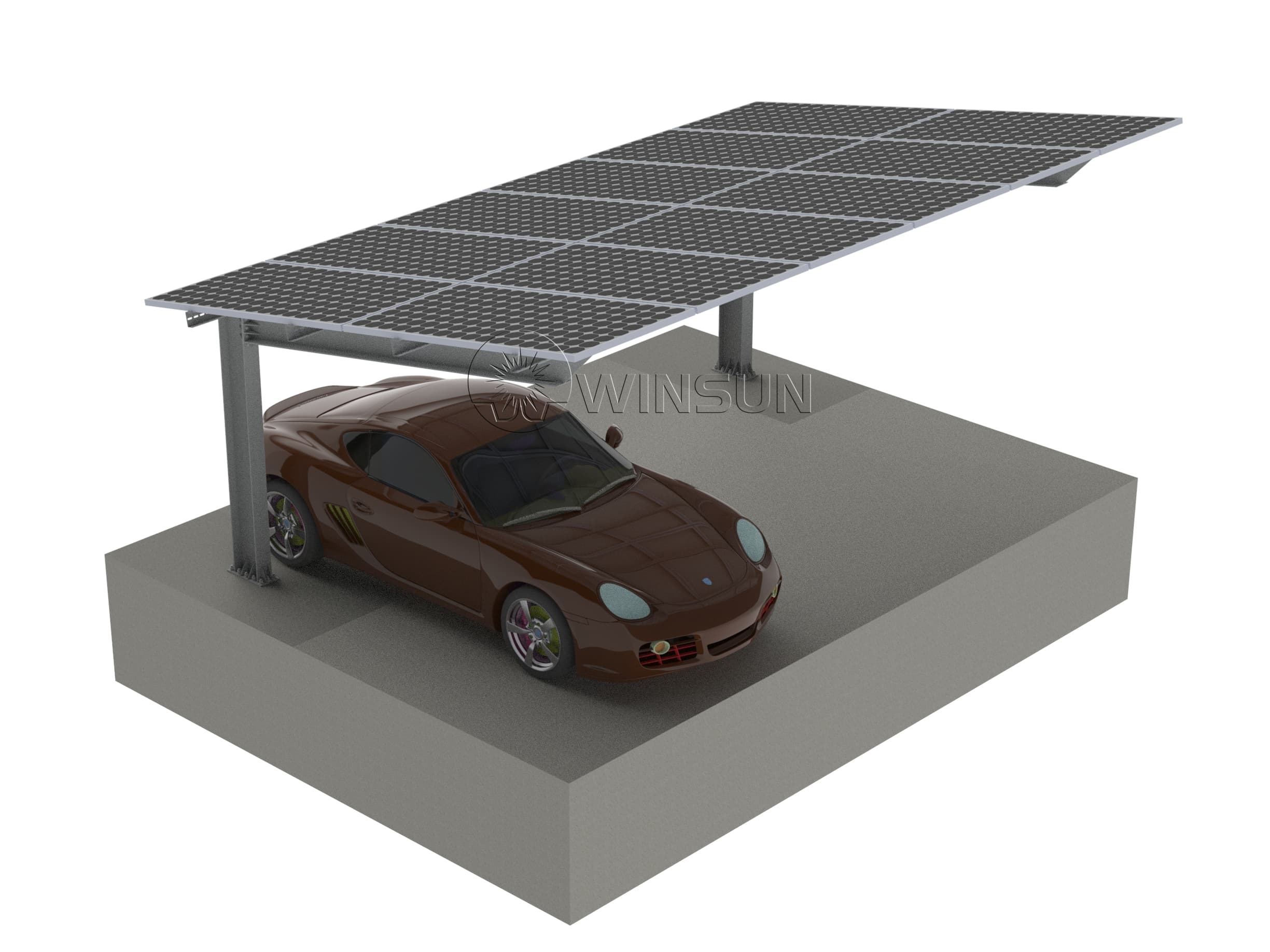 single pole steel solar carport