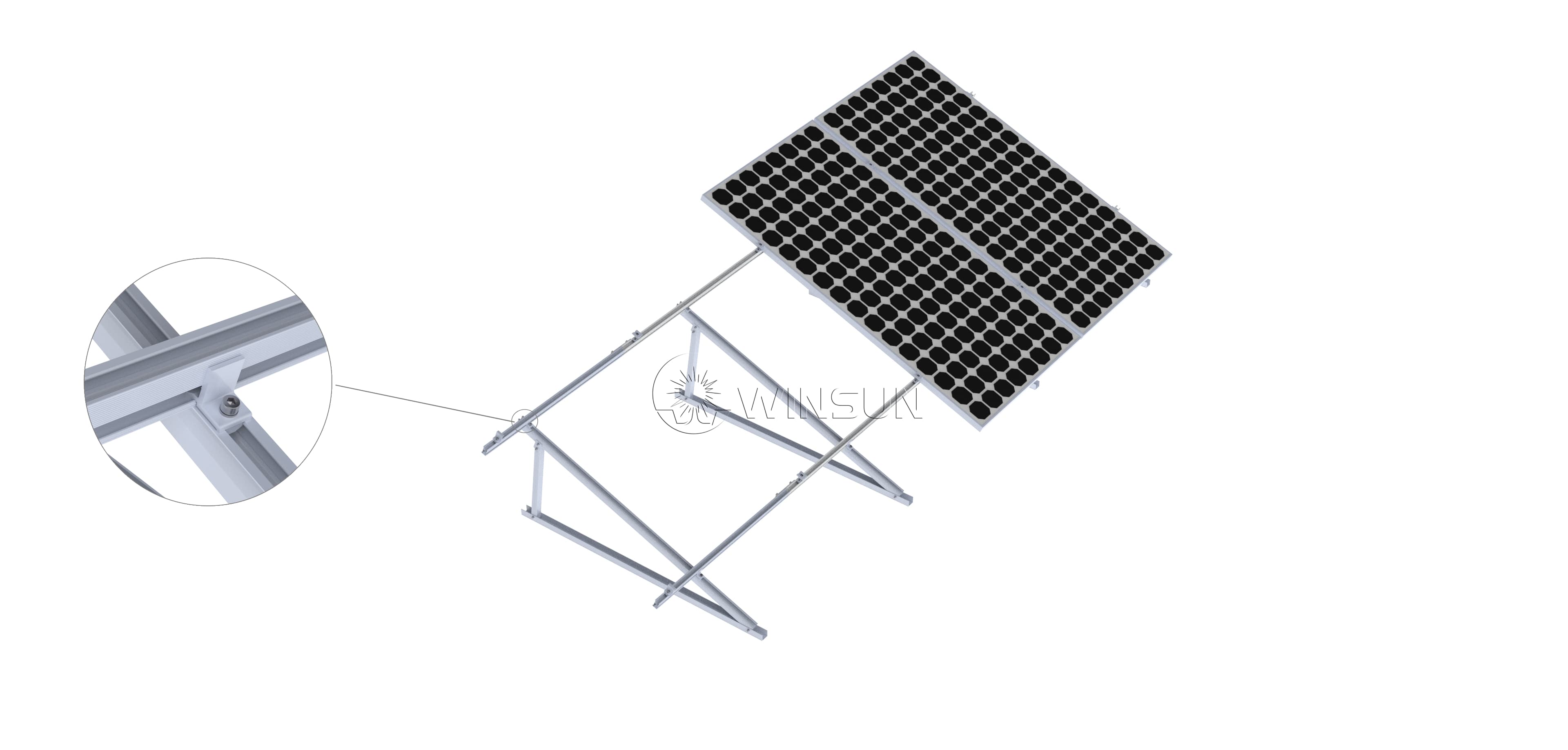 triangle solar mounting system for flat roof solar tilt mounts