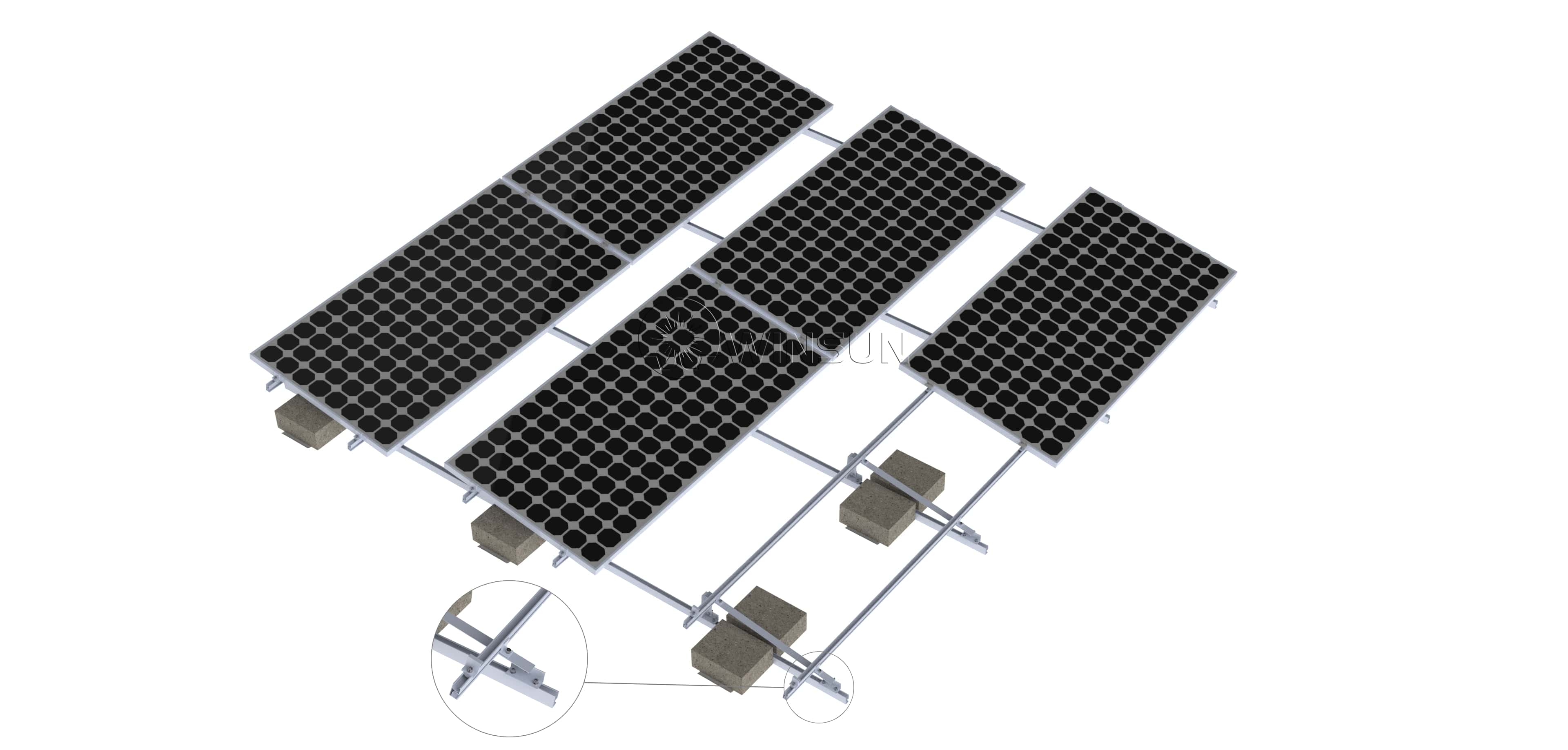 flat roof tilt solar mounting-triangle ballasted
