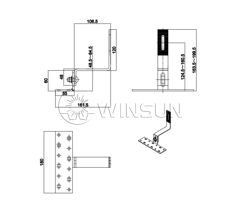 stainless steel adjustable tile roof hook