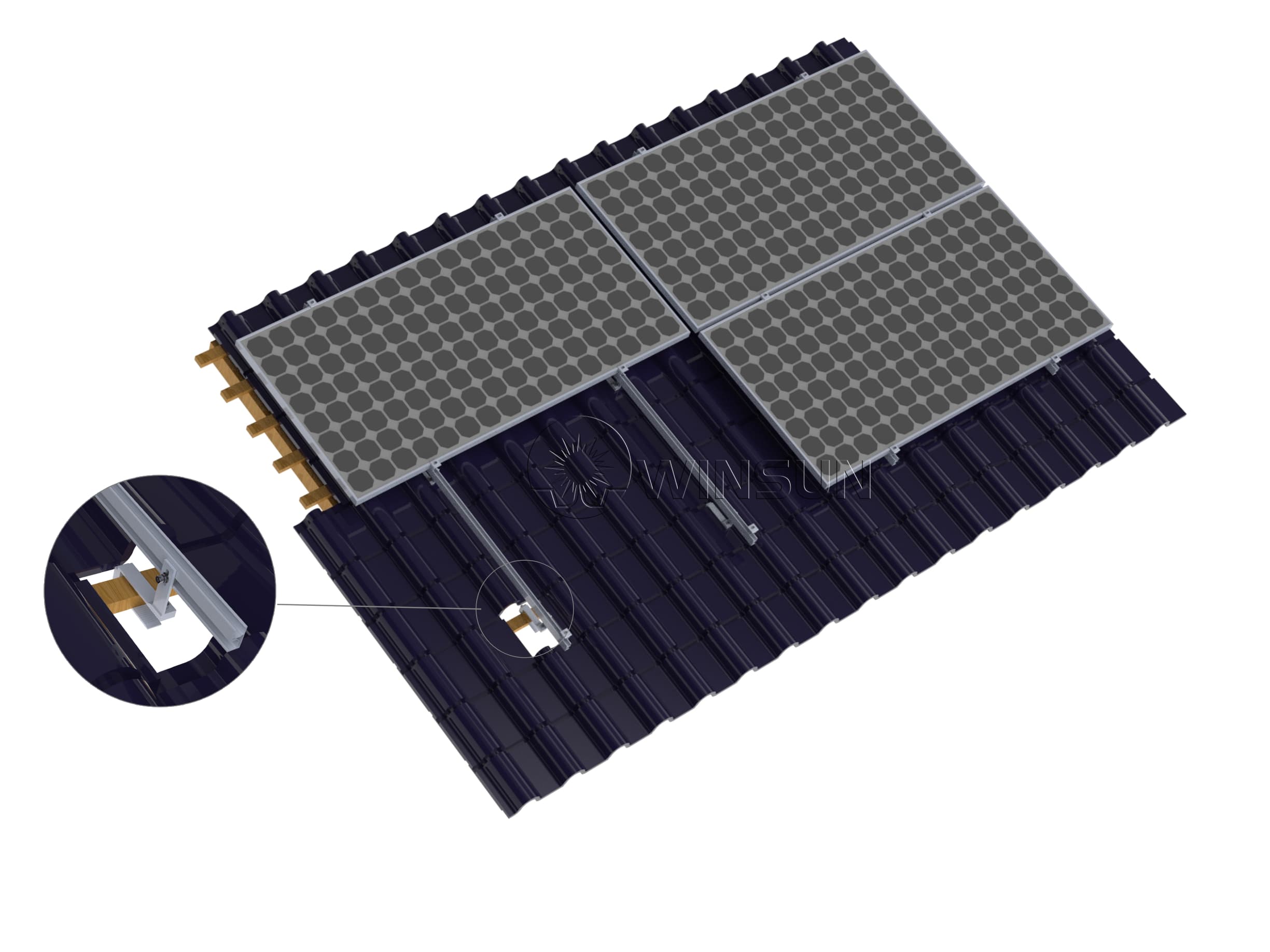 tile roof solar mounting system-solar panel landscape set-up