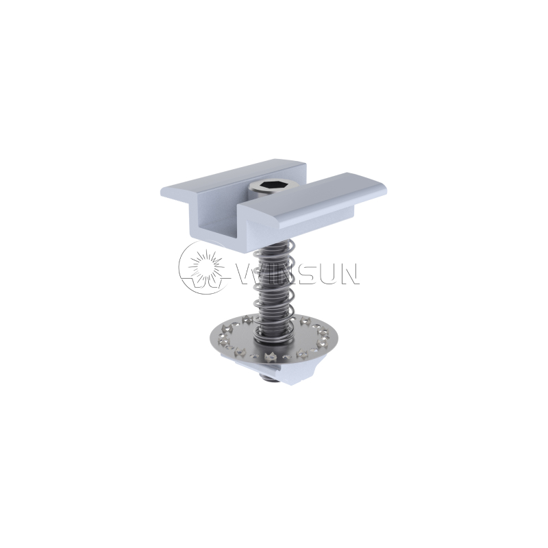 middle clamp with spring and earthing plate for fastening soalr panel