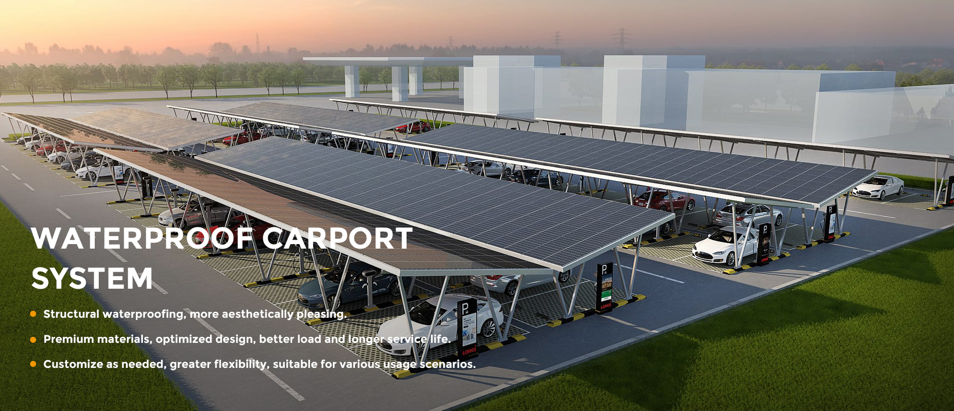 Winsun Waterproof Solar Carport System For Both Commercial And Residential