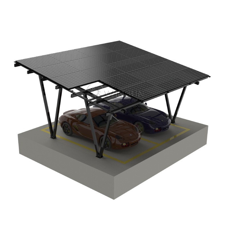 Black Solar Carport Mounting System With Built-in Waterproof Design