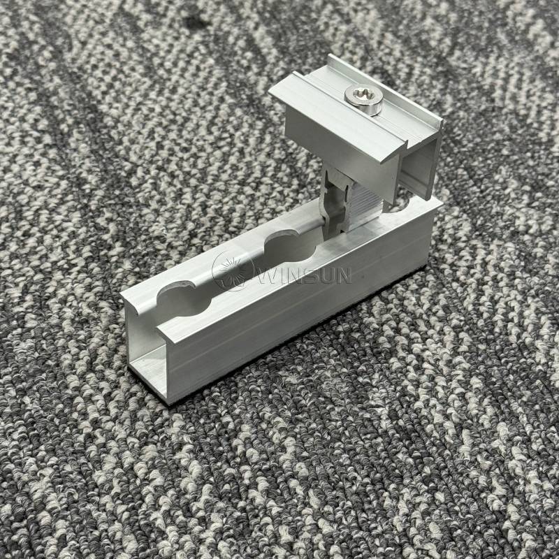 Installation view of Quick-Mount End Clamp secured on U-Shaped Mini Rail